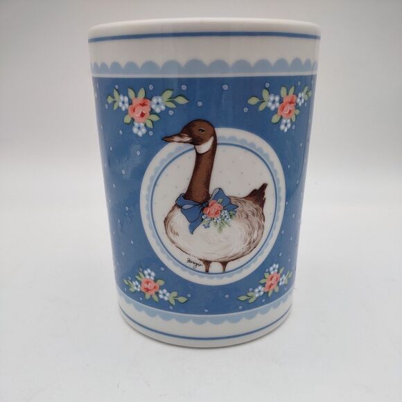 VTG Country Goose Ceramic Jar 80s George Good Fabrizio Japan 1985 Utensil Holder - Picture 1 of 4